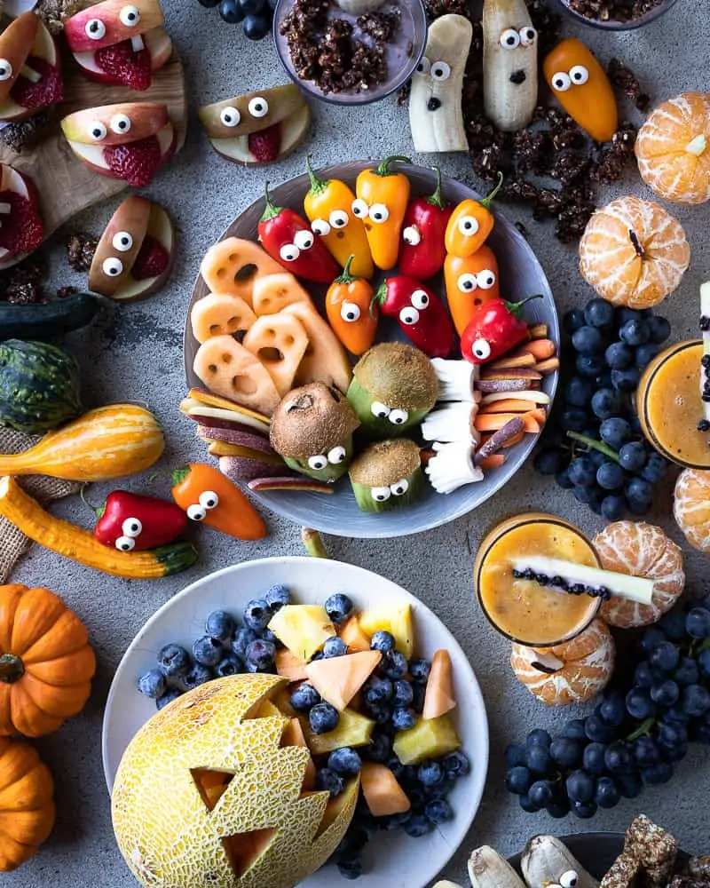 Healthy Halloween snack ideas full of fresh fruit and veggies
