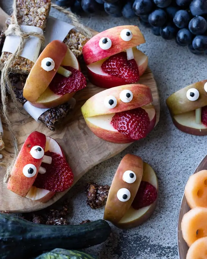 Apple monsters Halloween snack idea