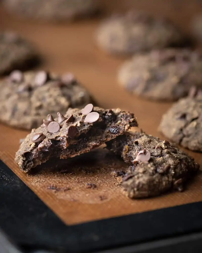 chocolate cookie on a baking tray