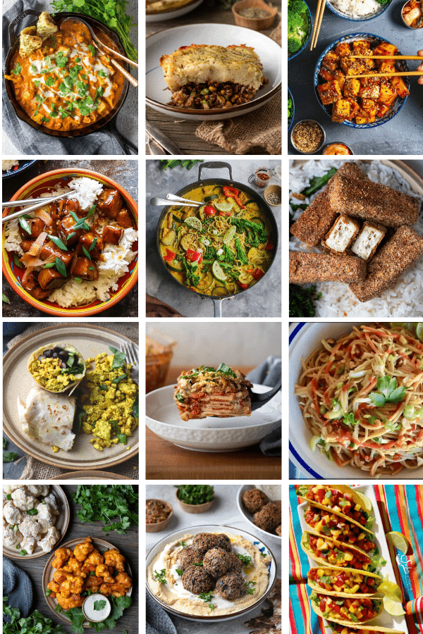 12 images of different vegan recipes for non-vegans