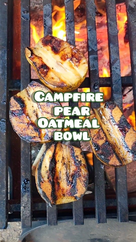 Campfire pear oatmeal bowl! (Also works on a BBQ or over a stovetop) . Recipe 👇

This was absolutely perfect after a chilly night on our tent. Our water access site was amazing but we underestimated the wind coming off 4he lake. So good I had one for dessert too 😀

Recipe: makes 4 servings
• 1 cup quick cook oats (we used @bobsredmill)
• 2 pears, halved and cored
• 1 1/2 cups hot oat milk (we used @earthsown)
• Peanut butter
• Maple syrup
___________
Over a cast iron pan add thr pear halves faced down. Add in some 1/2 cup water and 1/4 cup maple syrup. Cover and cook for 10 minutes u til the pears have softened slightly. Then cook another 5 minutes uncovered. Make sure to keep an eye on them so not to burn. 
Next place the pears on a grill and cook for 2 minutes, just to caramelize the syrup.  Meanwhile add 1/4 cup of oats I to a bowl, pour over hot milk, peanut butter and a splash of maple syrup.
***If you don't have a BBQ or campfire you could skip this step and just cook them longer in the pan. 

Enjoy! 
❤️ Patch
.
.
.
.
.
#makinglifeeasy #glutenfreemeal #vegantoronto #vegetariansofig #veganbombs #wprecipemaker #whatmykidseat #funrecipes #quickandeasymeals #kidfoodideas #veganfoodblogger #glutenfreevegan #foodanddrink #veganmealideas #vegancommunity #thevegansclub #veganrecipeshare #veganeasy #campfirefood #campcooking #breaky #oatmealbowls #yummybreakfast #timetoeat #getcooking #cookedfromscratch #pear #maplesyrup #puremaplesyrup #glutenfreefollowme