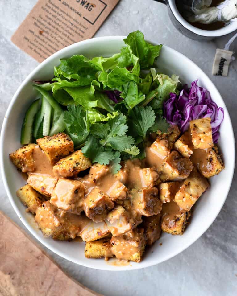 Crispy Baked Tofu with Peanut Sauce (KidFriendly) AtMyTable