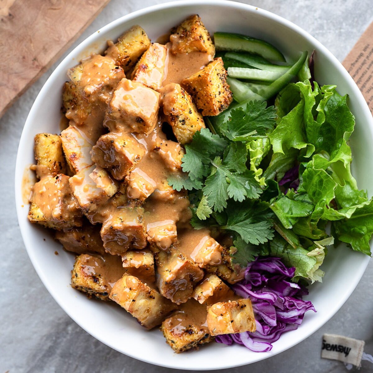Crispy Baked Tofu with Peanut Sauce (KidFriendly) AtMyTable
