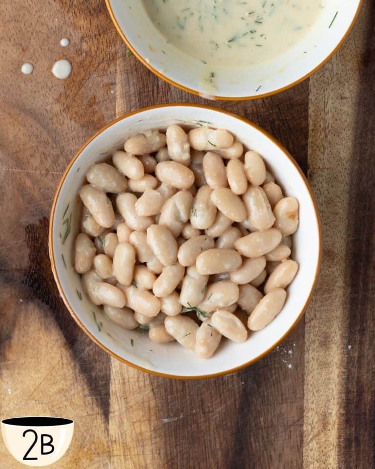 Spinach and Arugula Salad with HummusDill Dressing & White Beans AtMyTable