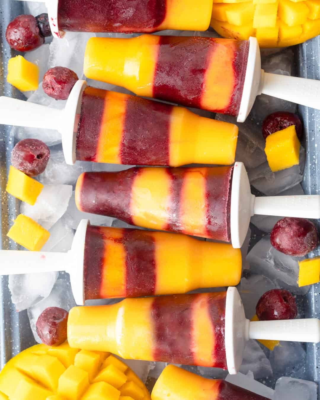 Easy Cherry Mango Popsicles (GlutenFree, Vegan) AtMyTable